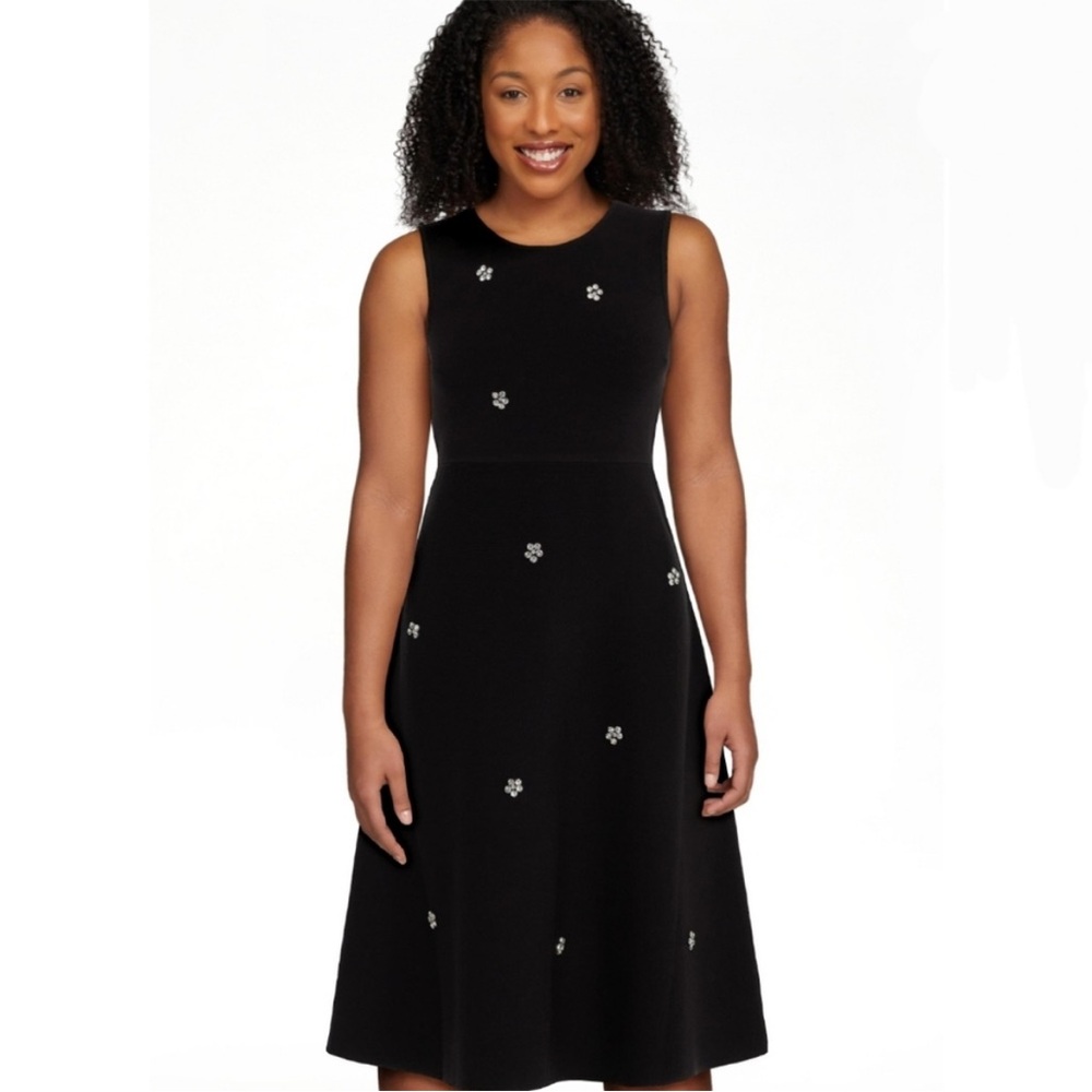 NWT! Free Assembly Women's Black Beaded Sleeveless Midi Sweater Dress, Sz Small